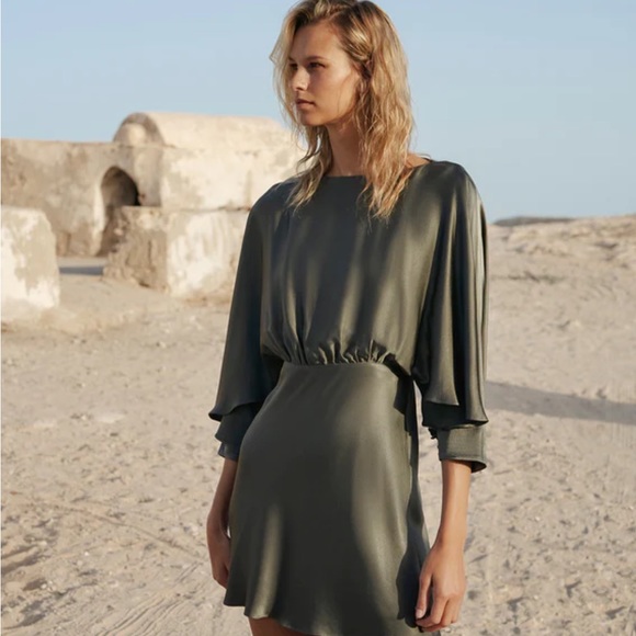 Shona Joy Dresses & Skirts - Olive, Satin type material, Shona Joy, short, backless dress. Never worn.